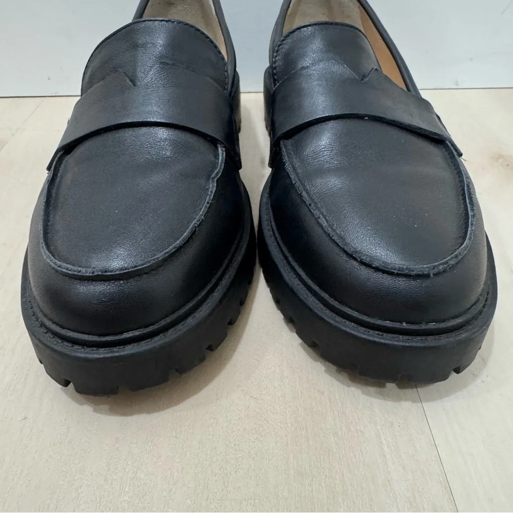 Banana Republic Black Leather Lug Sole Penny Loafers - Picture 4 of 12
